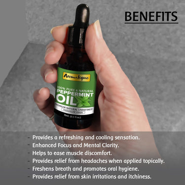 Aromatique Peppermint Essential Oil for Hair,Skin. 100% Pure and Natural Therapeutic Grade (15ml)